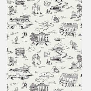 NWT Hygge & West Hill Valley Toile Wallpaper, 5 Double Rolls, Black & White